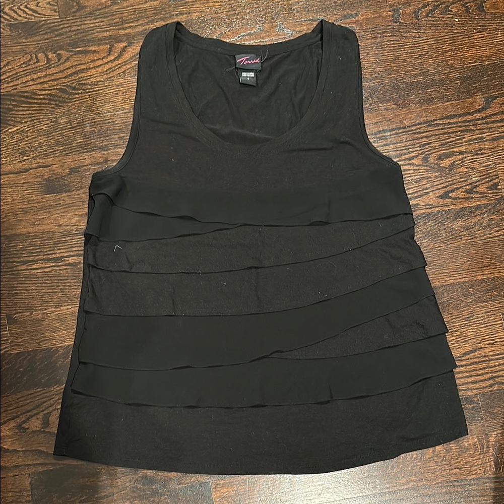 Torrid Black Ruffled Sleeveless Tank Top
